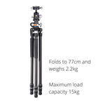 VEO 3+ 263CB 160S Versatile Carbon Tripod with Dual Axis Ball Head - 15kg Load Capacity