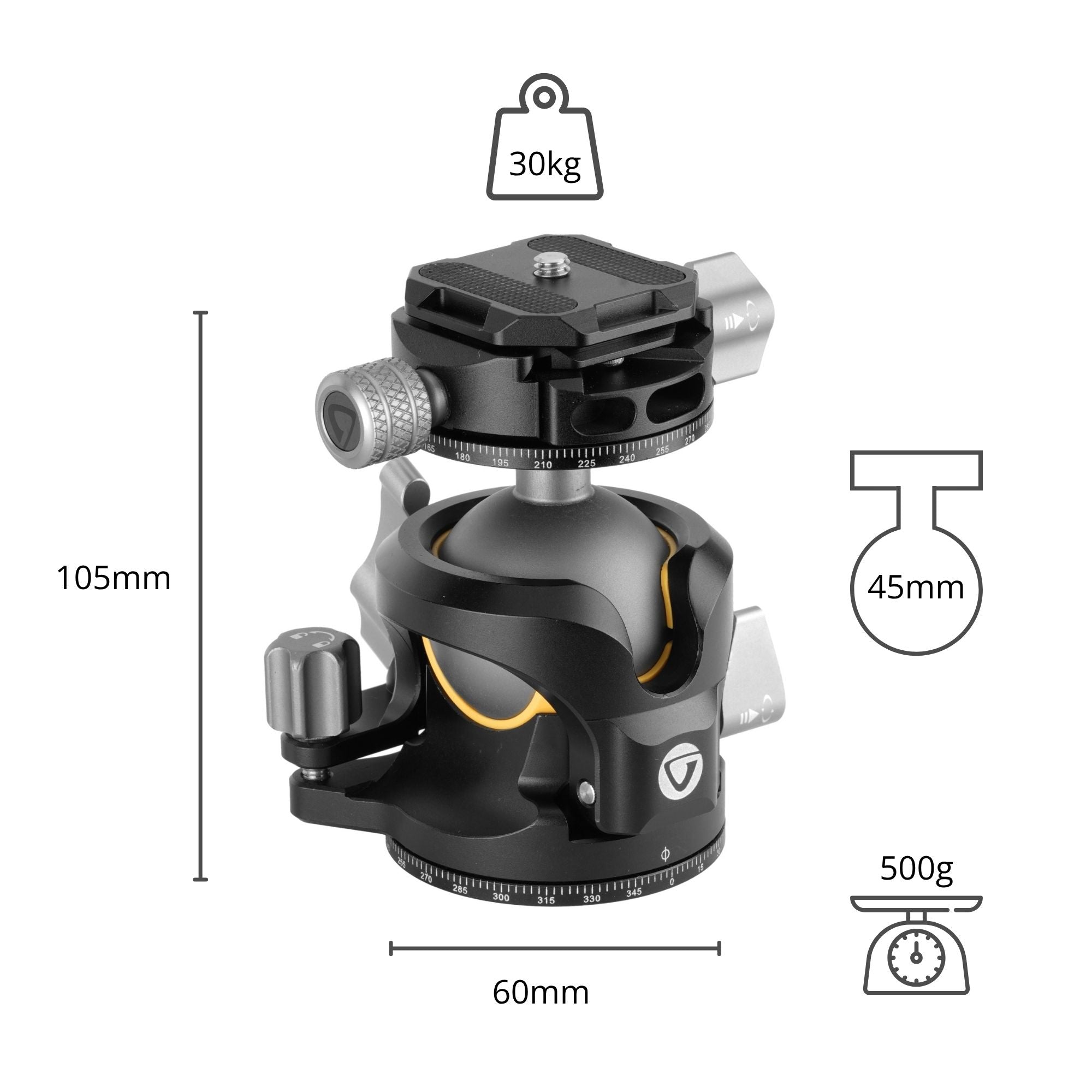 LBP-60S Arca Compatible Low Profile Dual Axis Pro Ball Head – Vanguard ...