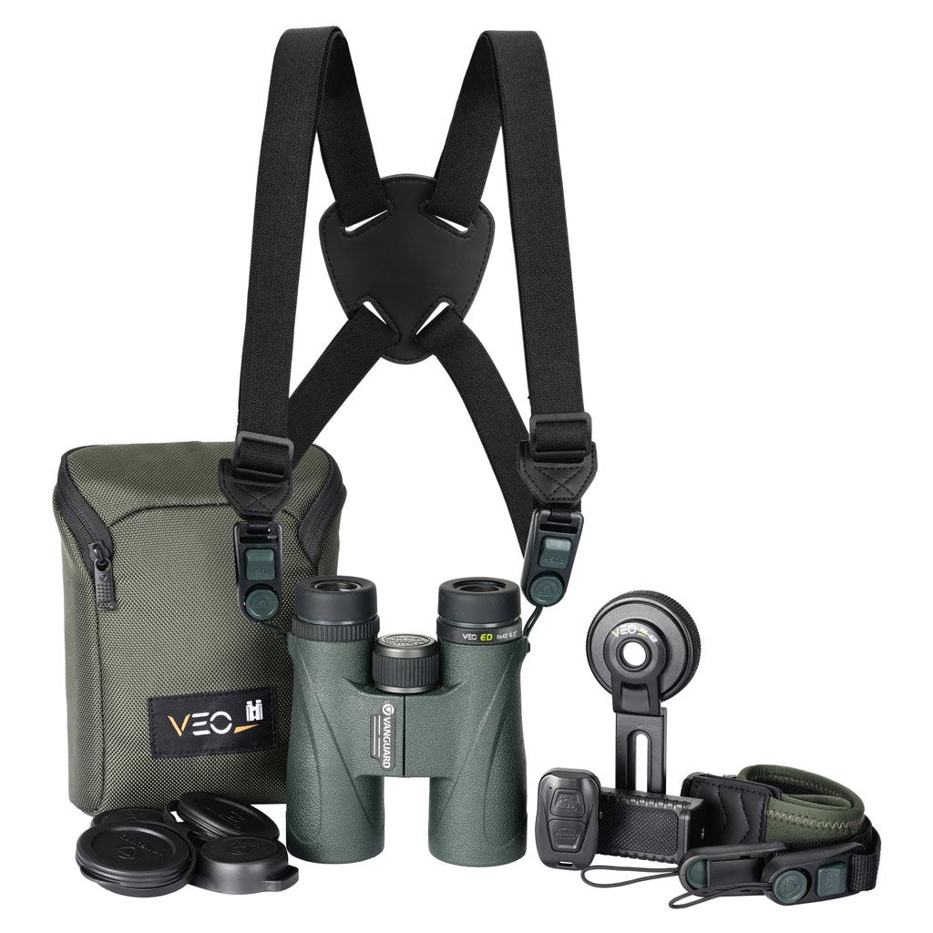 VEO ED 8x42 Carbon Composite Binoculars Bundle