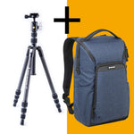 VESTA TB 204CB Carbon Travel Tripod with Vesta Aspire 45 Blue Backpack
